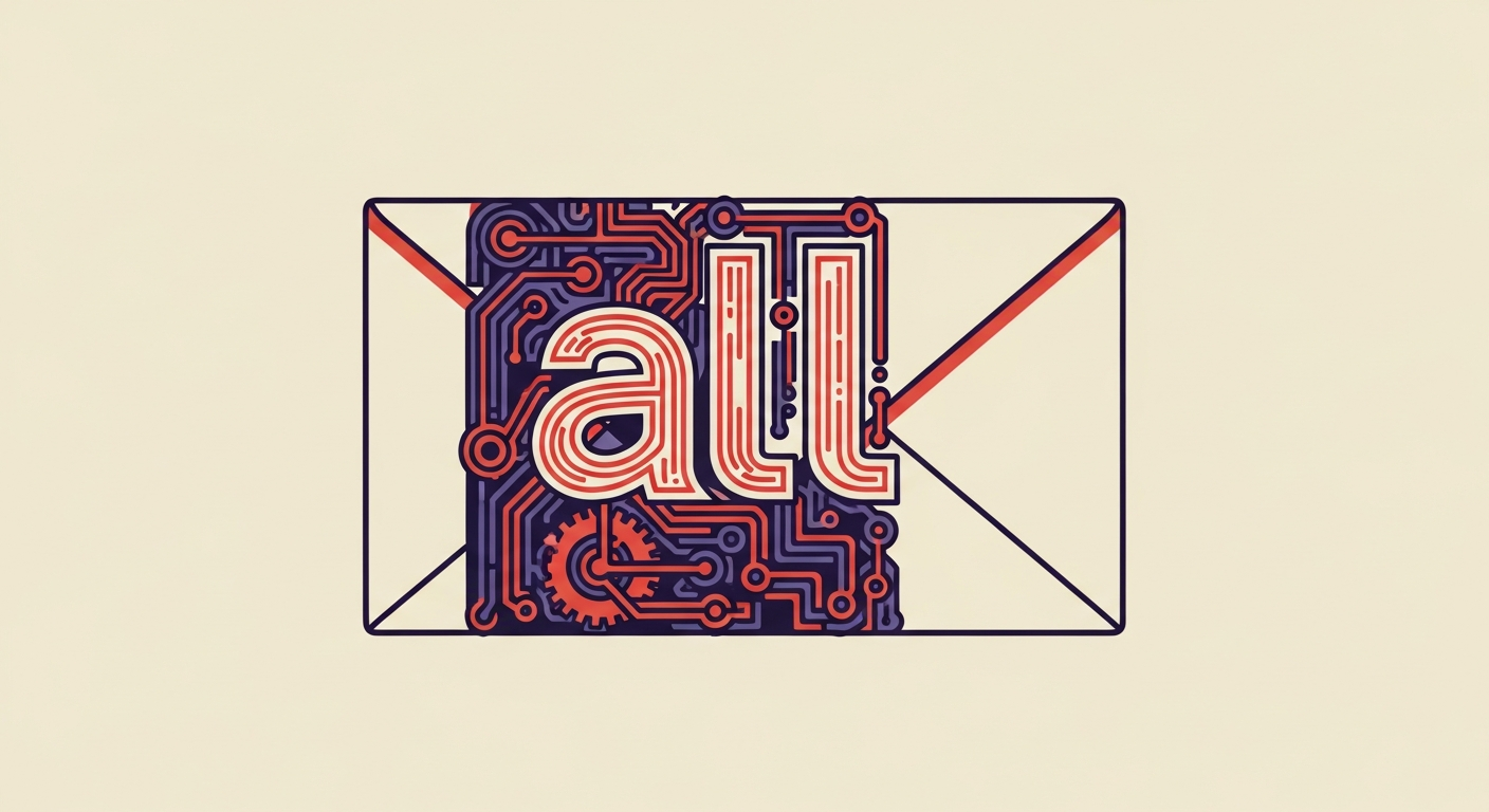 An email with a prominent 'all' mechanism symbol, illustrating the concept of a catch-all SPF rule.