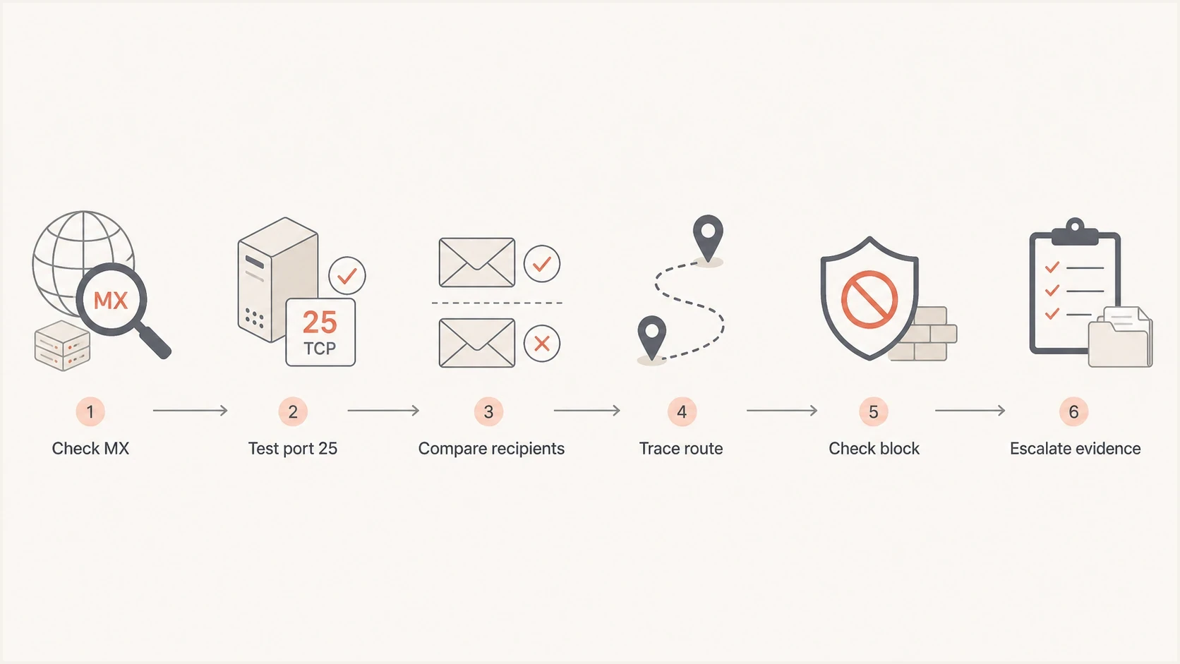 Flowchart for diagnosing a connection refused email sending error.
