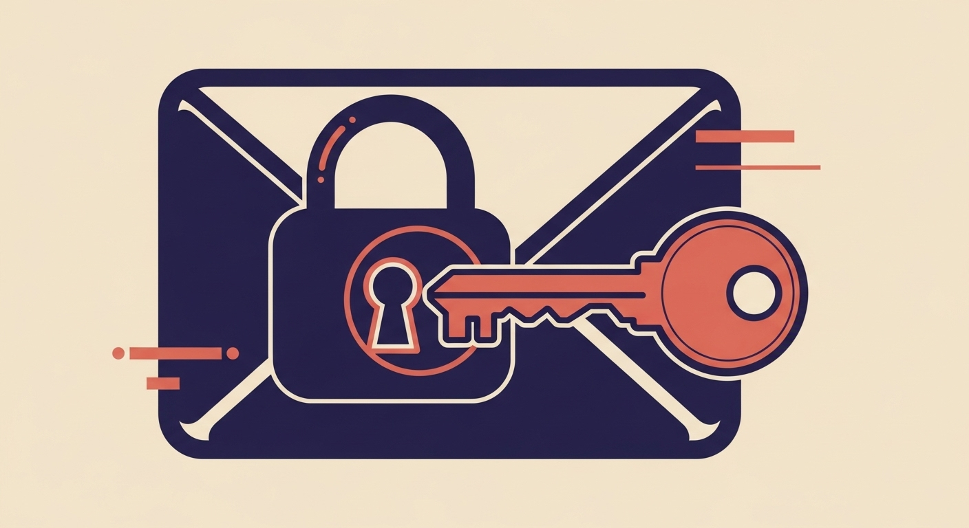 Abstract representation of DKIM signatures and DMARC authentication.