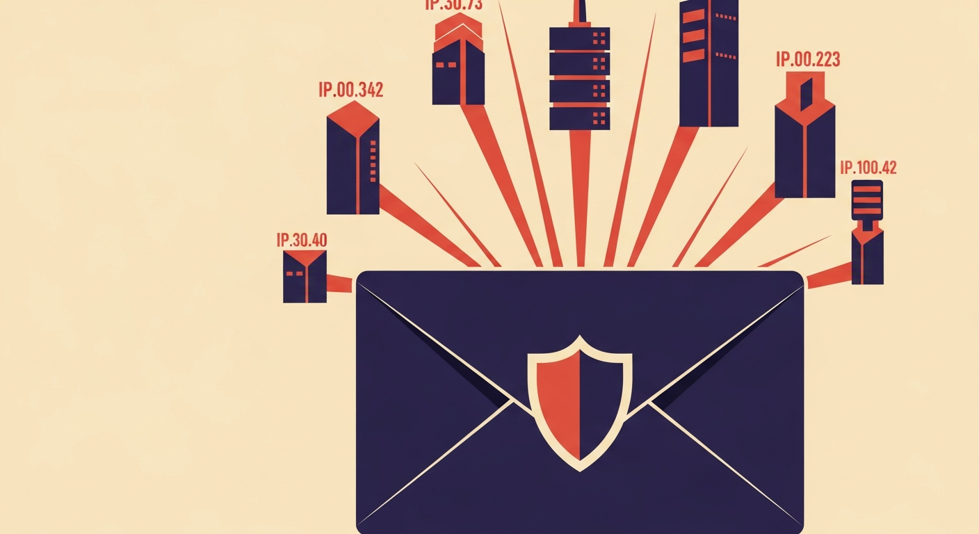 Stylized email envelope with a shield icon, representing SPF protecting sending IP addresses