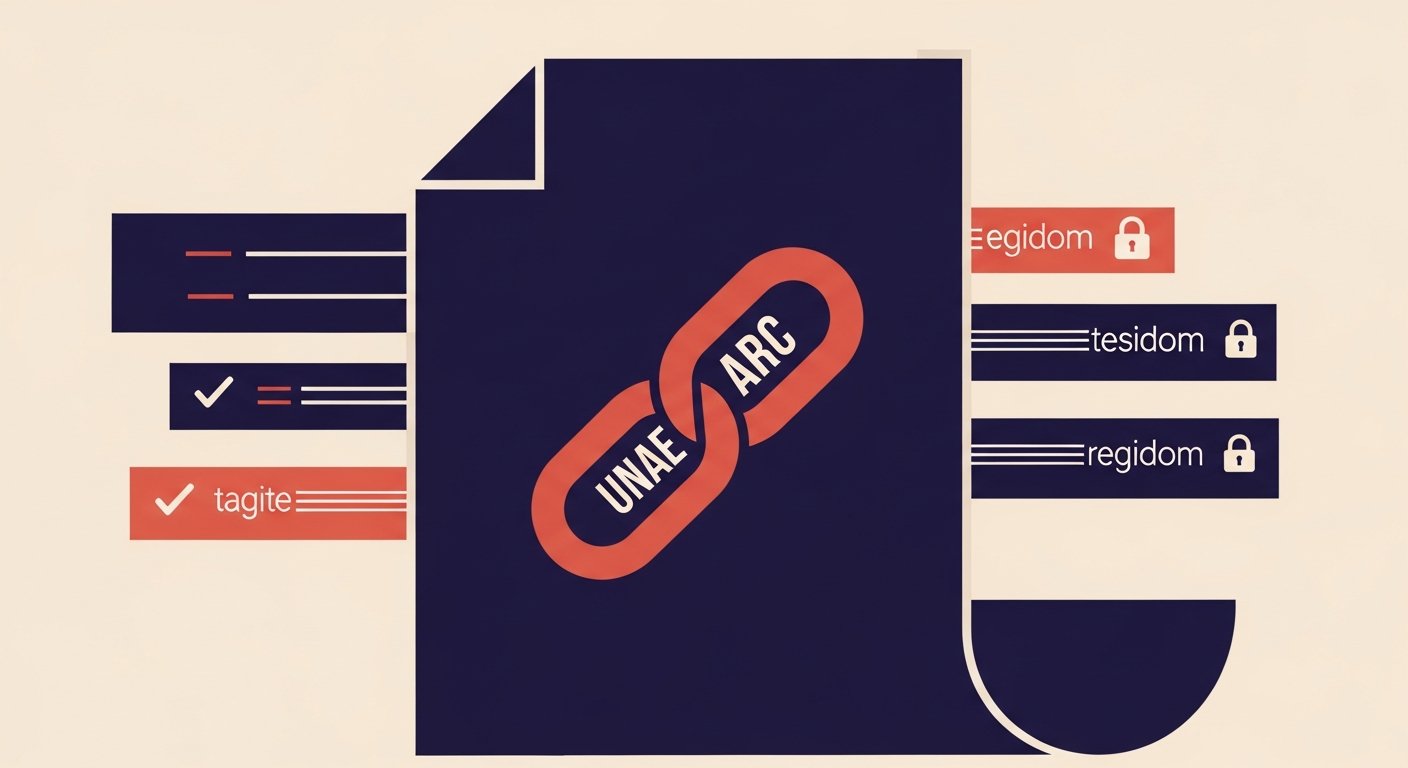An illustration of a secure, digitally signed document with an unbroken chain link, symbolizing the integrity of ARC headers.