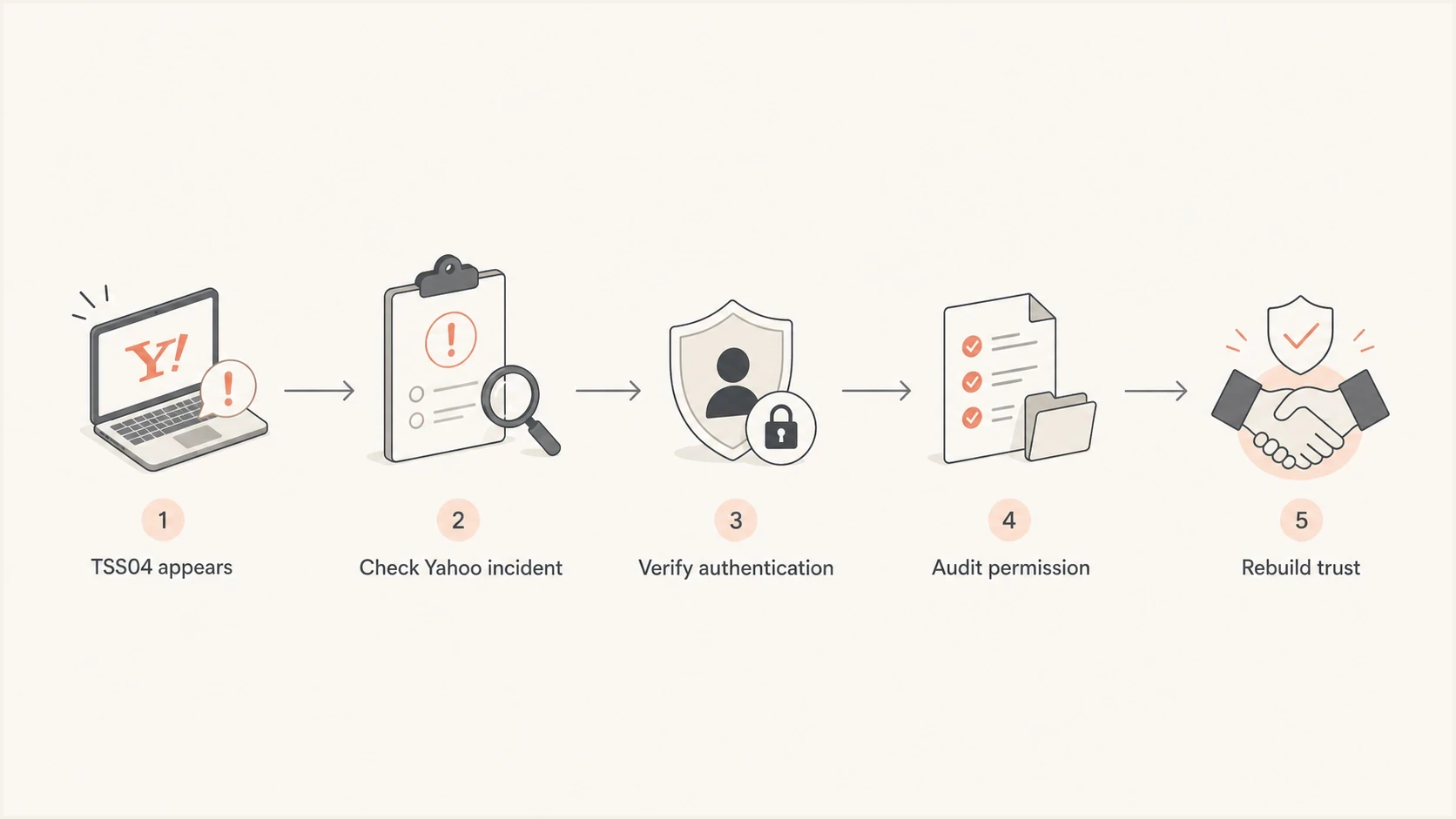 Yahoo TSS04 diagnosis path covering incidents, authentication, permission, and reputation.