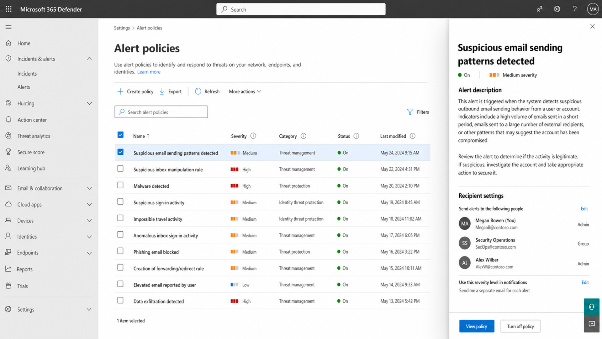 How to interpret Office 365 notifications for emails sent outside the