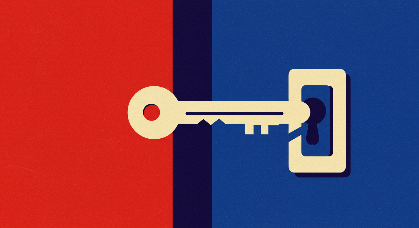 A key labeled DKIM fitting into a server, representing email authentication.