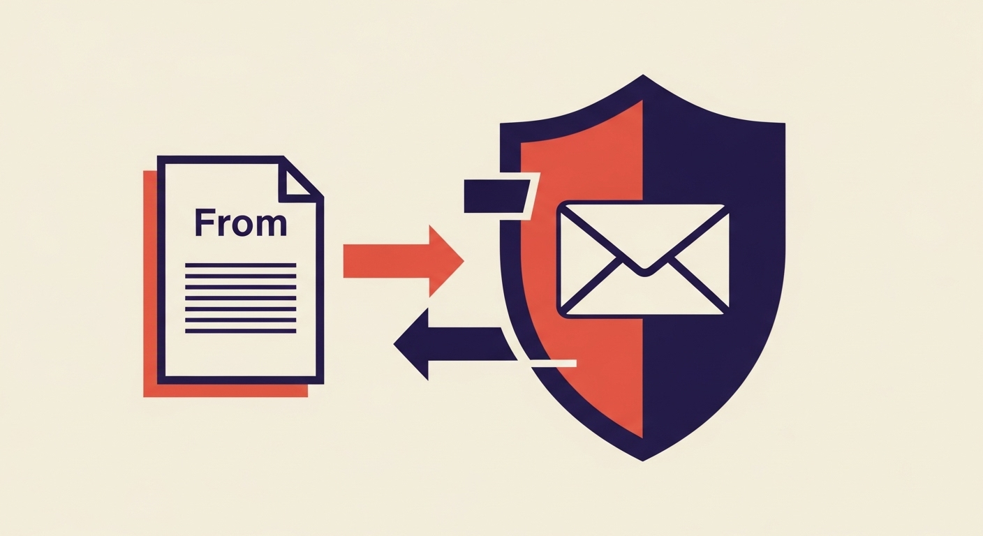 A visual representation of DMARC alignment between the envelope 'From' and header 'From' domains.