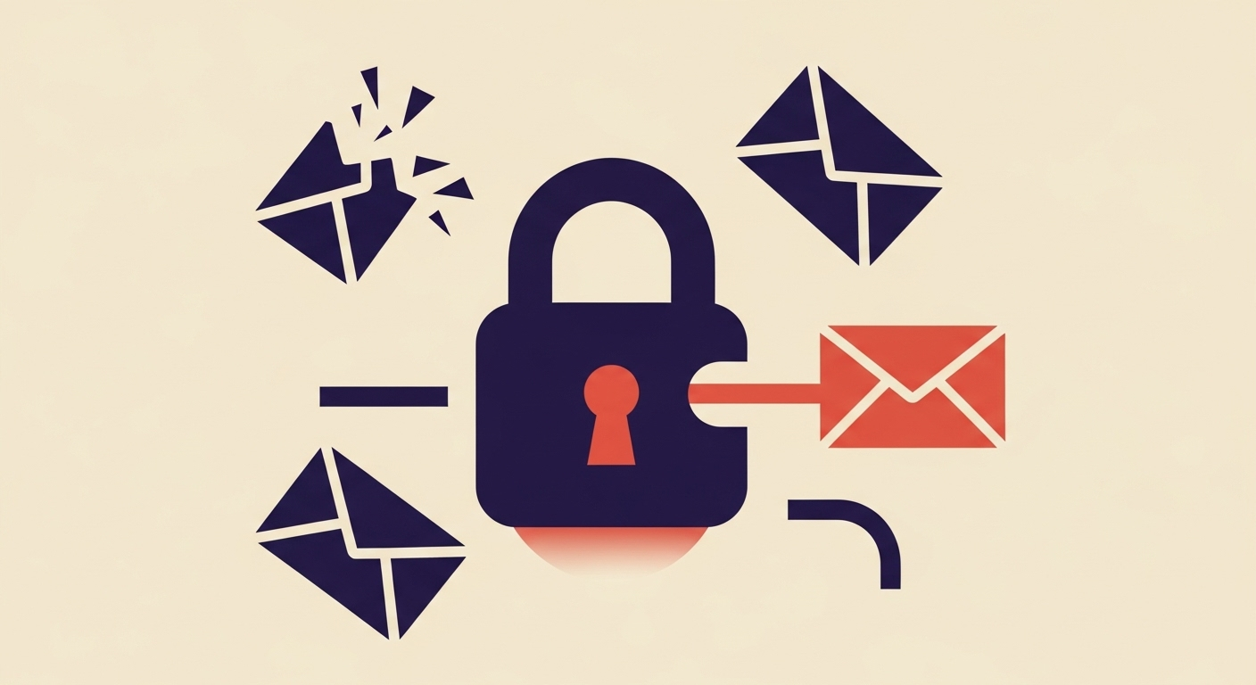 An illustration showing secure and failed email authentication.