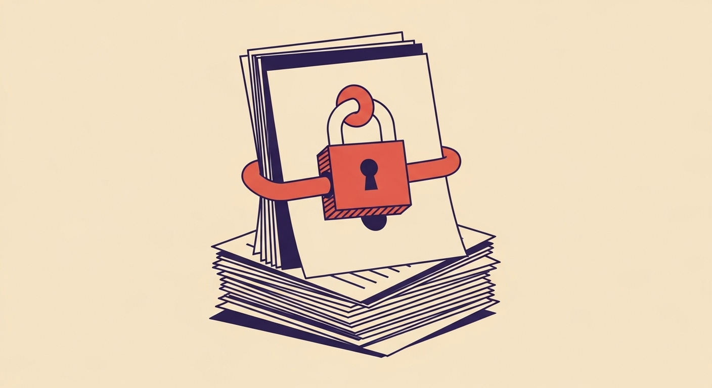 Stack of documents with one locked, representing email body integrity