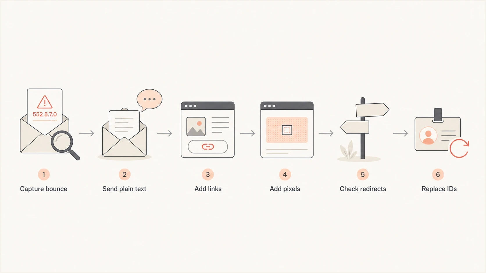 Gmail 552 5.7.0 troubleshooting flow from bounce capture to safer subscriber IDs.