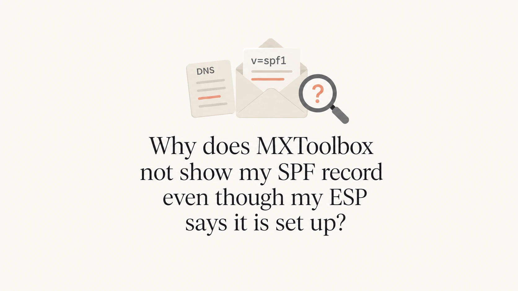 SPF record lookup mismatch between a DNS checker and an ESP setup screen.